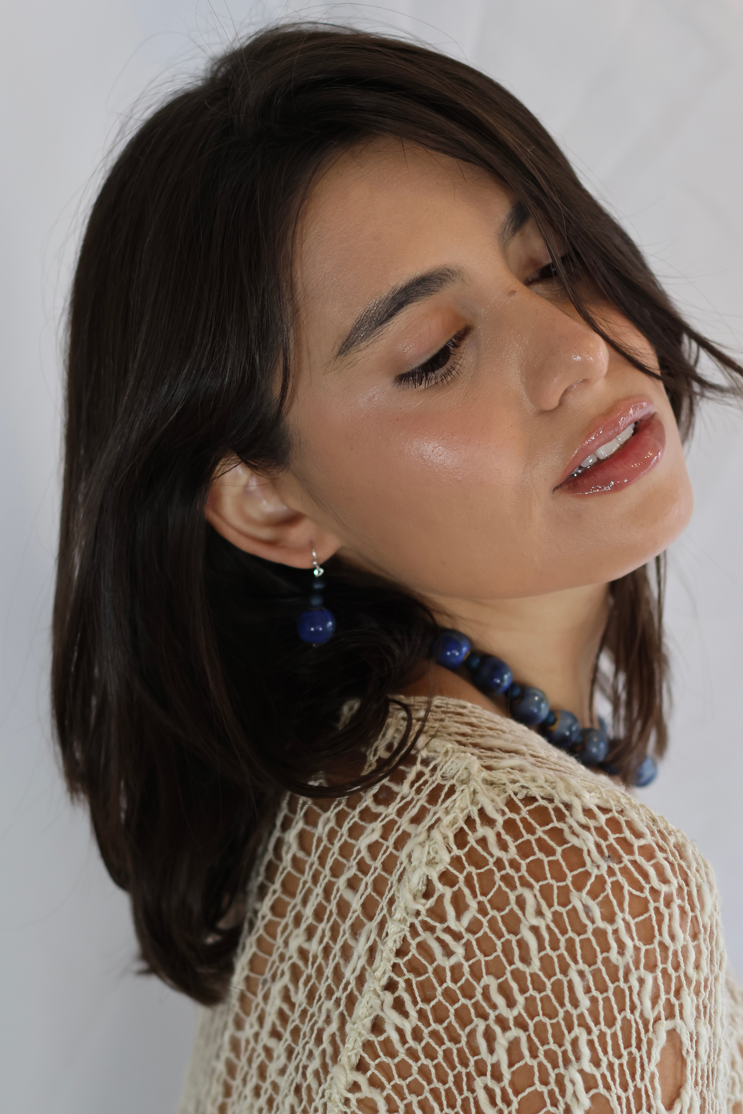 Handmade Aqua Ceramic & Blue Agate Jewelry Set