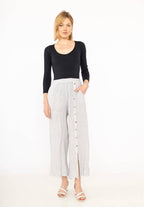 Straight buttoned trousers 9320 100% LINEN
