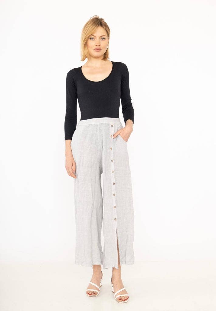Straight buttoned trousers 9320 100% LINEN