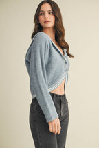 Sailor Collar Striped Trim Knit Cardigan