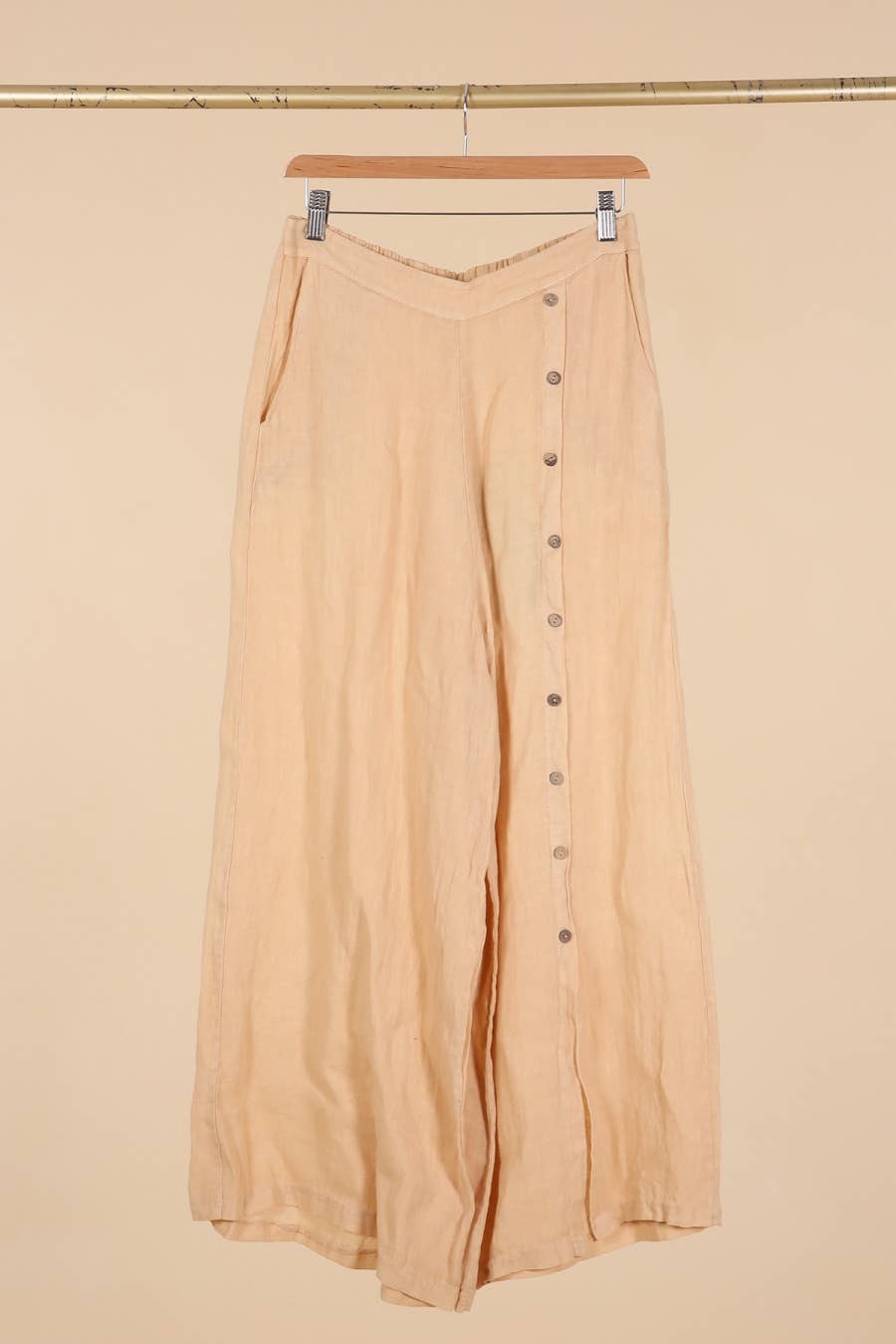 Straight buttoned trousers 9320 100% LINEN