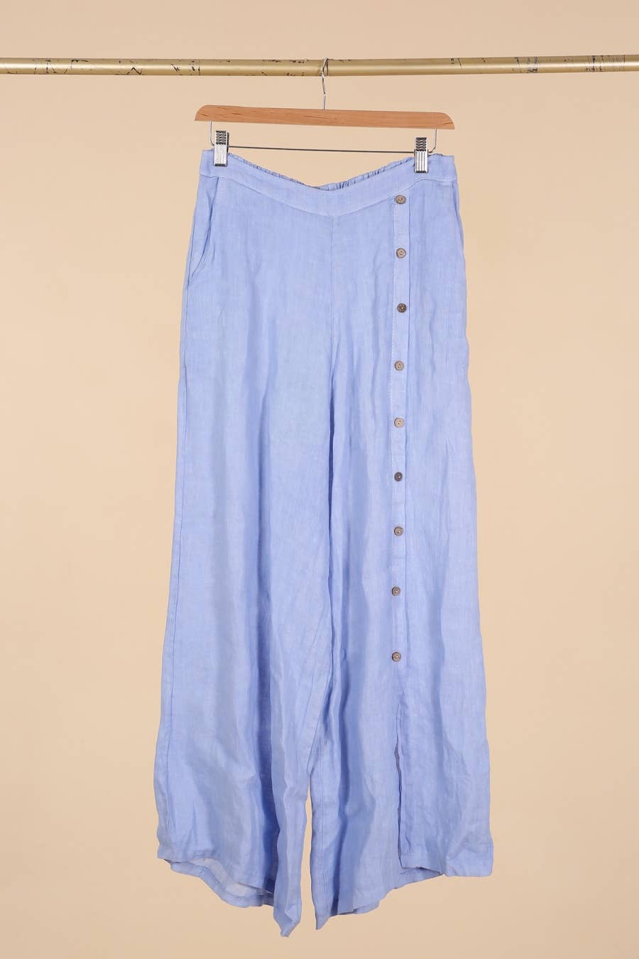 Straight buttoned trousers 9320 100% LINEN