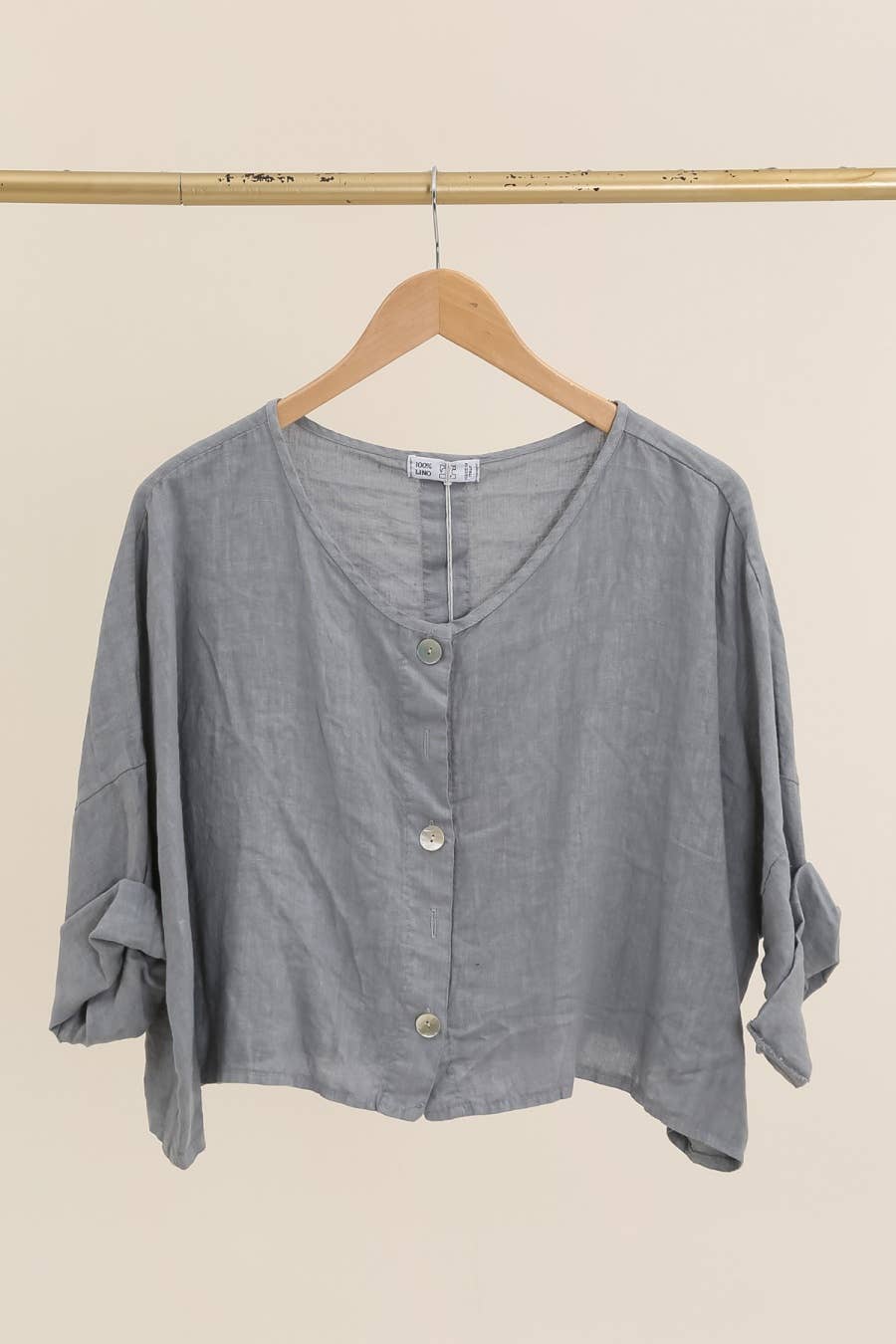 3/4 sleeve linen jacket 906 100% linen