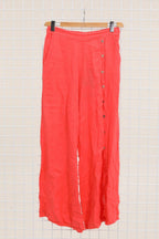 Straight buttoned trousers 9320 100% LINEN