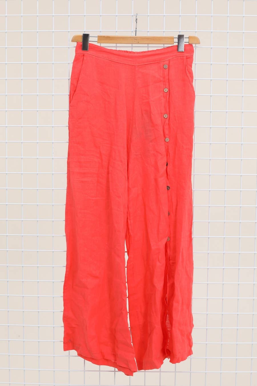 Straight buttoned trousers 9320 100% LINEN