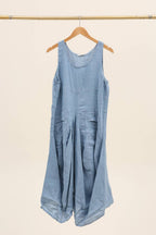 Sleeveless dress with pockets 1633 100% linen