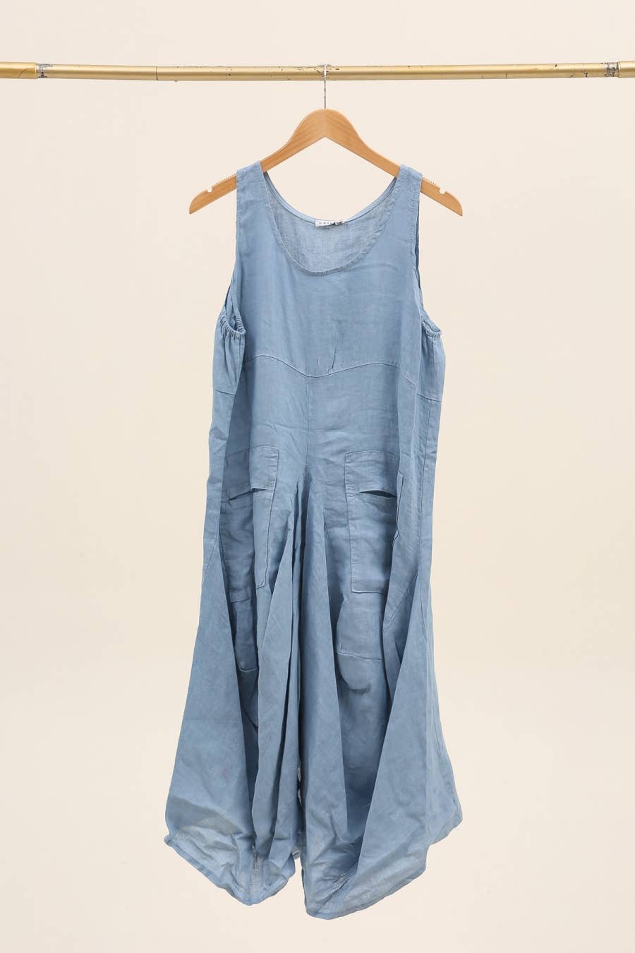 Sleeveless dress with pockets 1633 100% linen