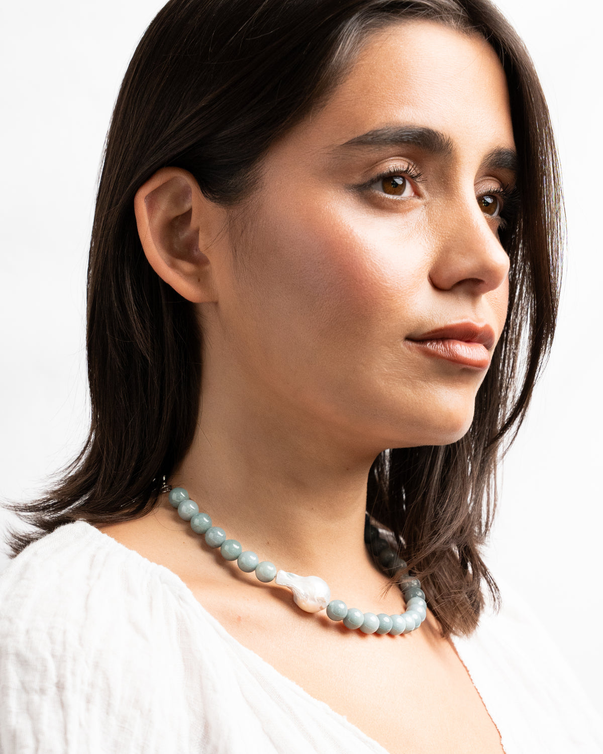 Guatemalan Jade with Baroque Pearl Necklace