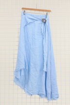 Linen skirt with drawstring 1013 100% linen: White