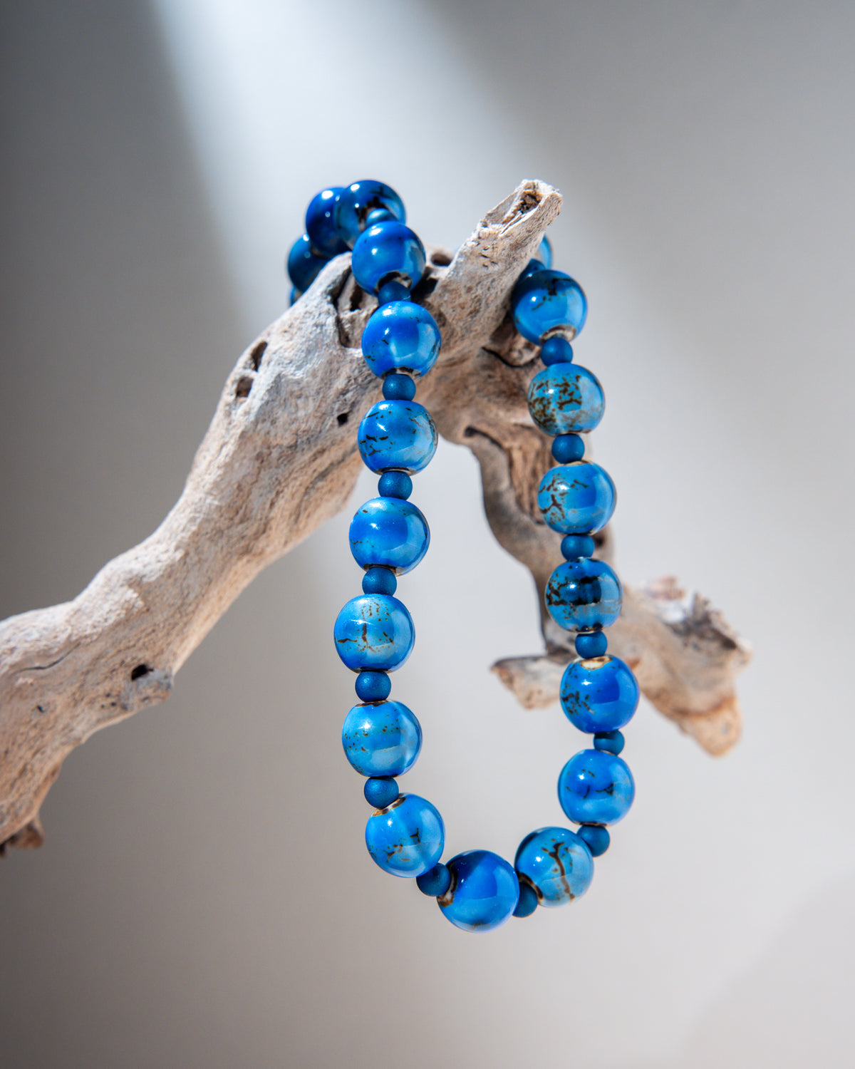 Aqua Ceramic & Blue Agate Jewelry Set