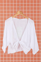 Linen wrap top 621286 100% linen: KAKI