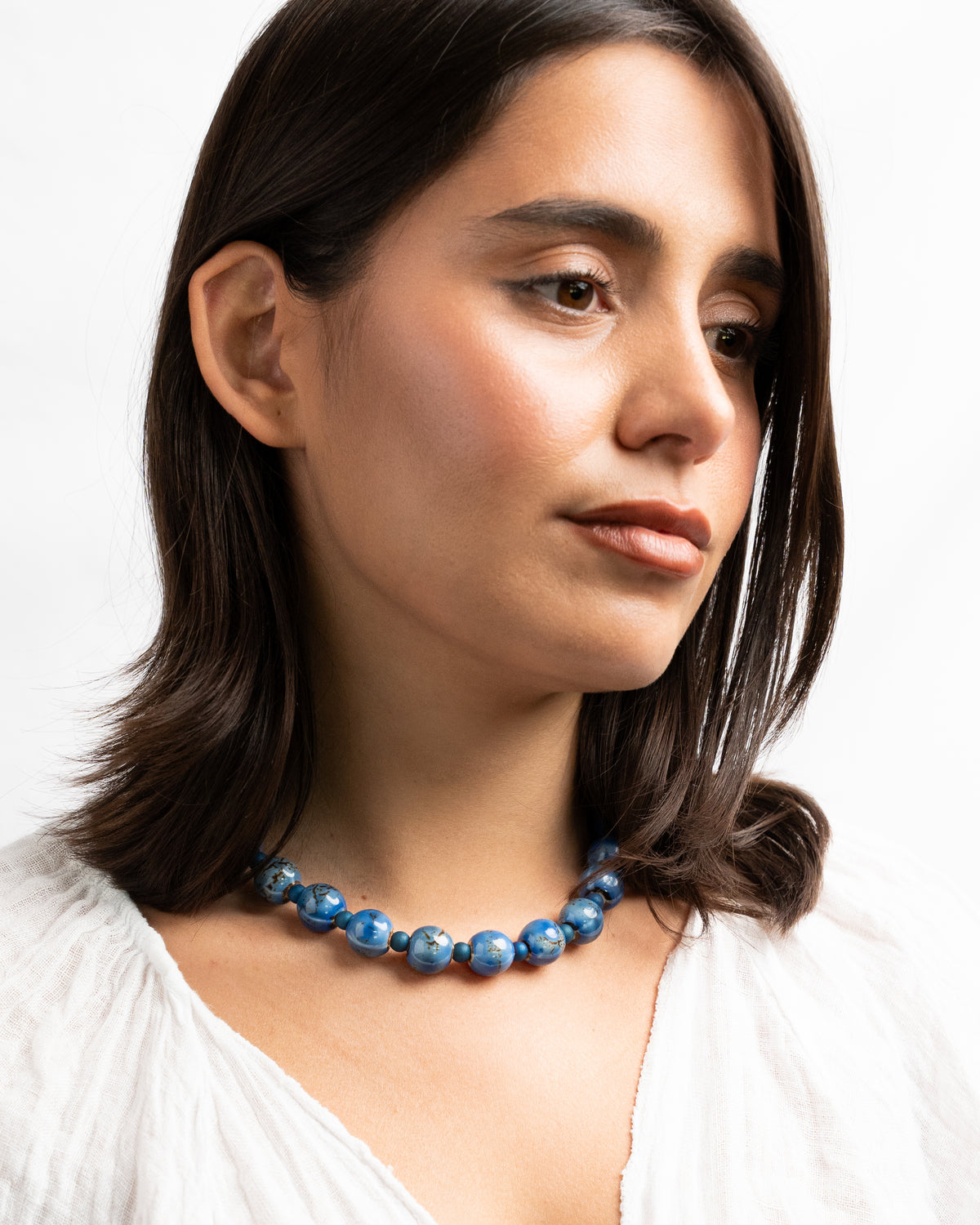 Aqua Ceramic & Blue Agate Jewelry Set
