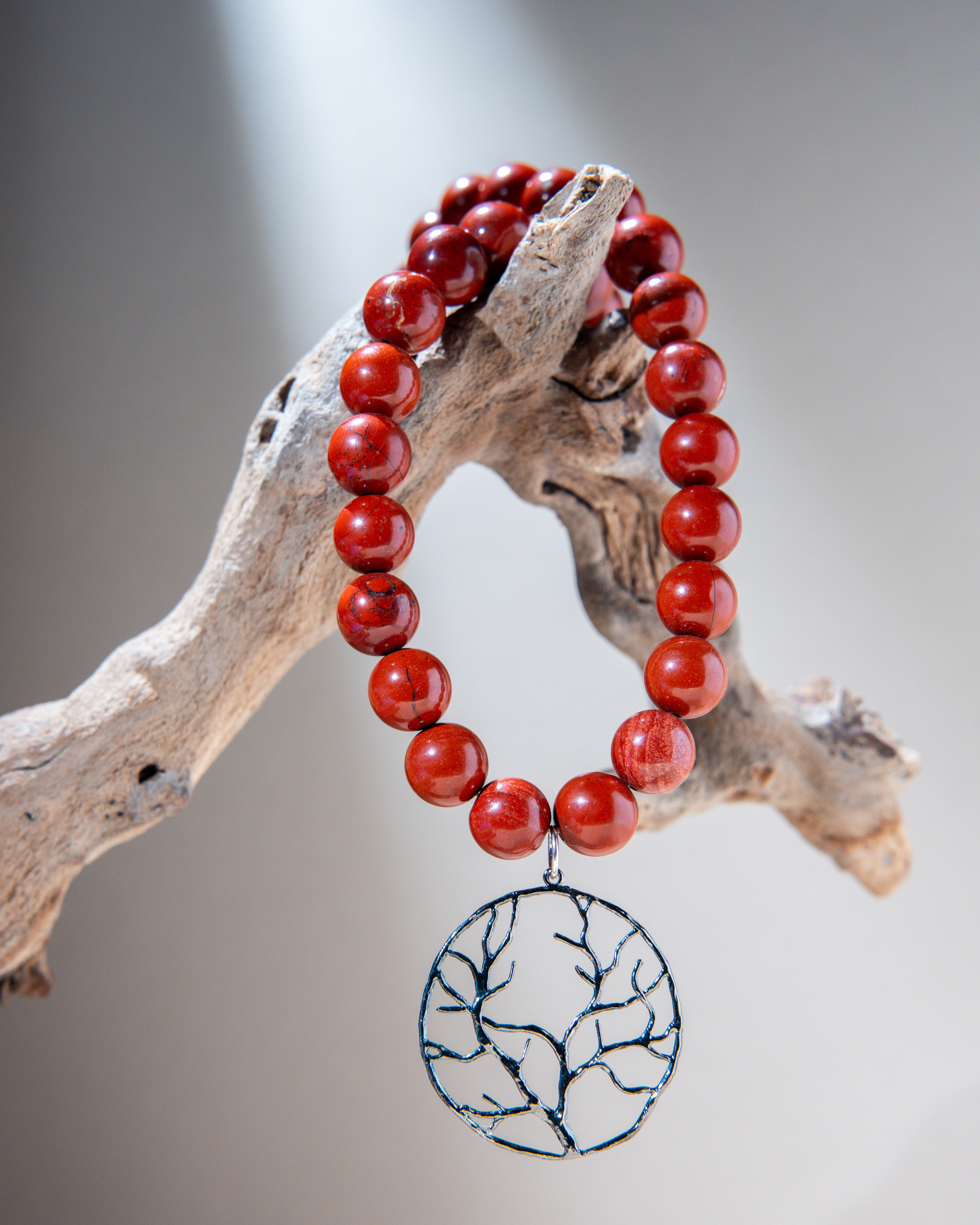 Red Jasper Necklace with Tree of Life Pendant
