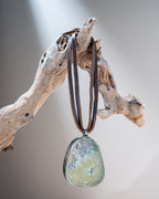 Old Sea Glass Pendant on Double Leather Cord