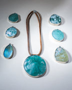 Old Sea Glass Pendant on Double Leather Cord