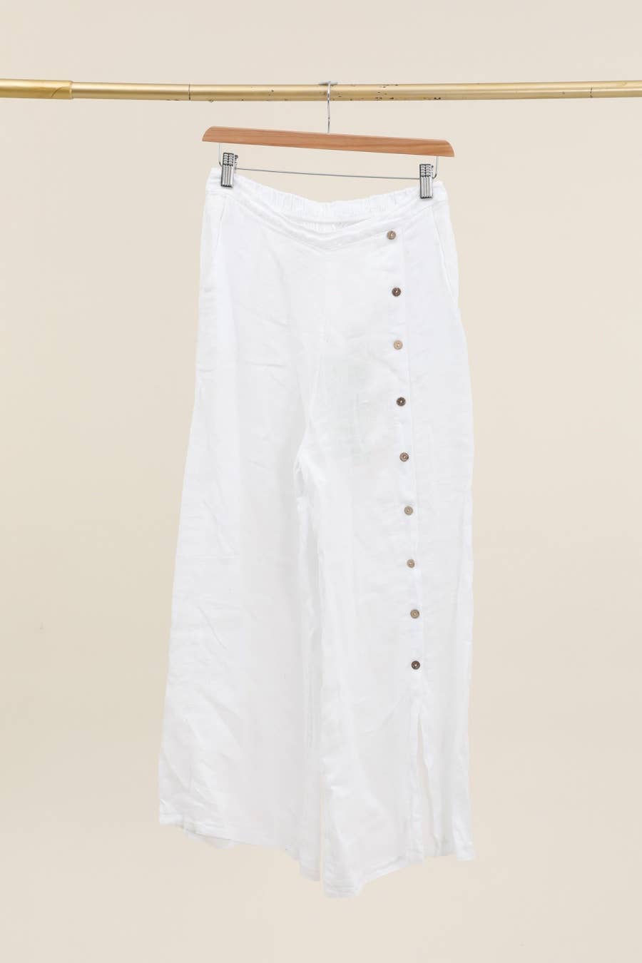 Straight buttoned trousers 9320 100% LINEN