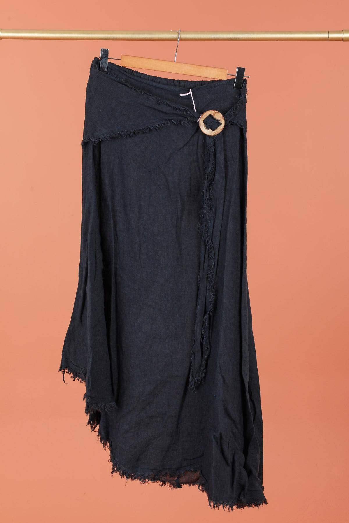 Linen skirt with drawstring 1013 100% linen: Bleu sky