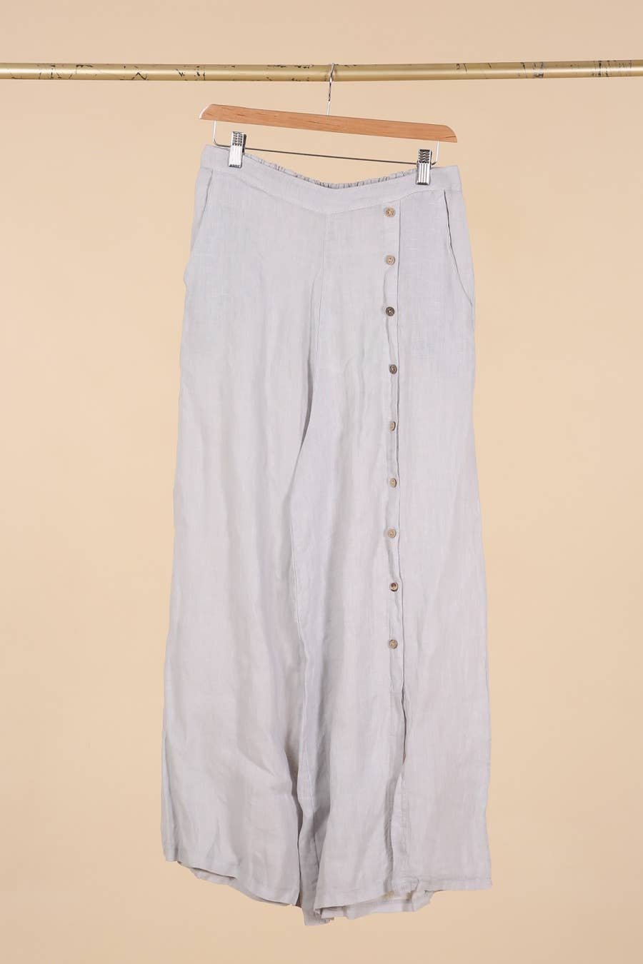 Straight buttoned trousers 9320 100% LINEN