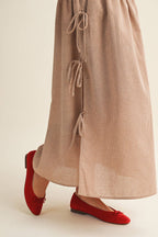 Shirred Waist Adjustable Side-Tie Skirt