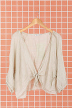 Linen wrap top 621286 100% linen: KAKI
