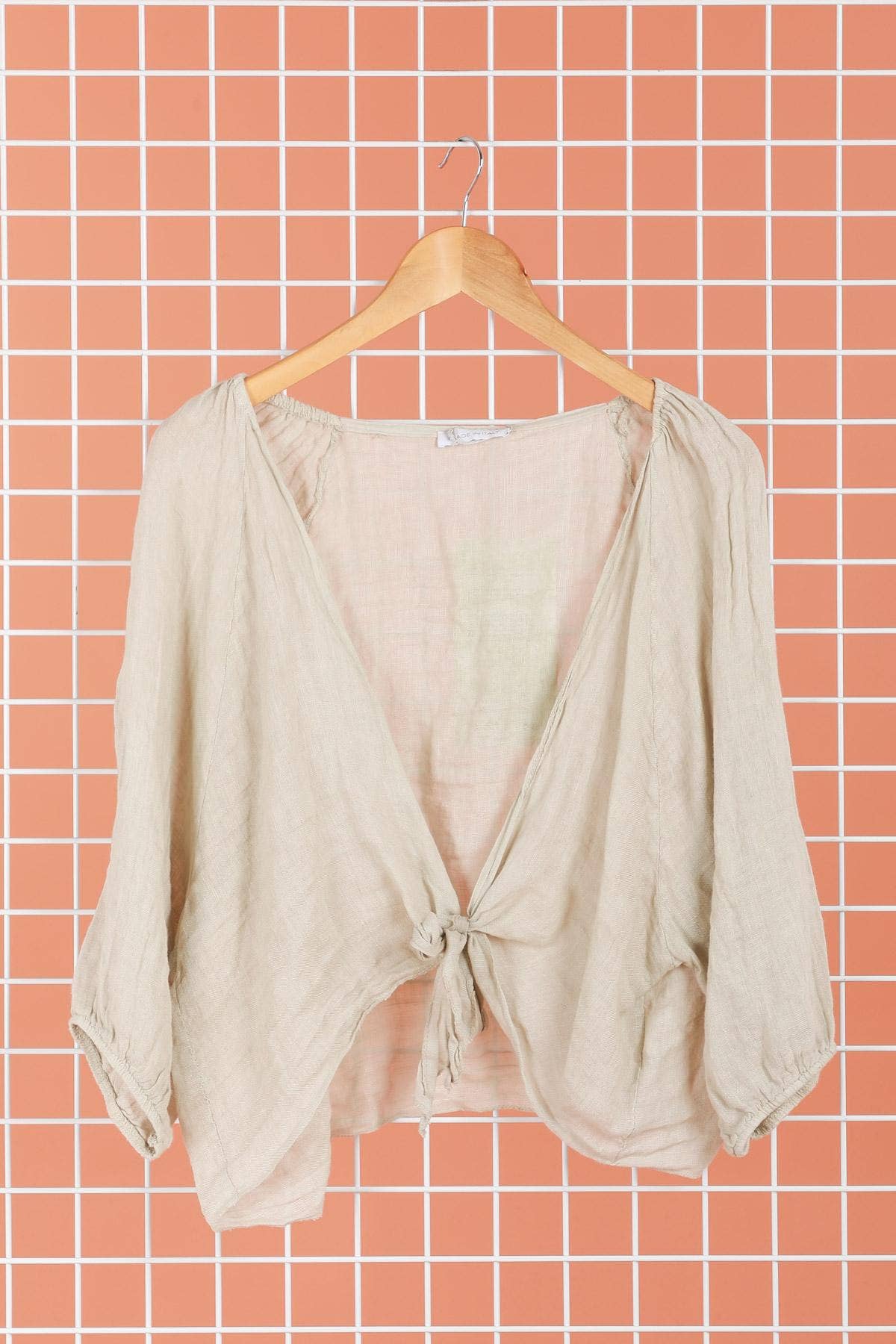 Linen wrap top 621286 100% linen: White