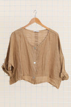 3/4 sleeve linen jacket 906 100% linen