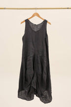 Sleeveless dress with pockets 1633 100% linen
