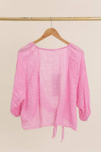 Linen wrap top 621286 100% linen: White
