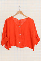 3/4 sleeve linen jacket 906 100% linen