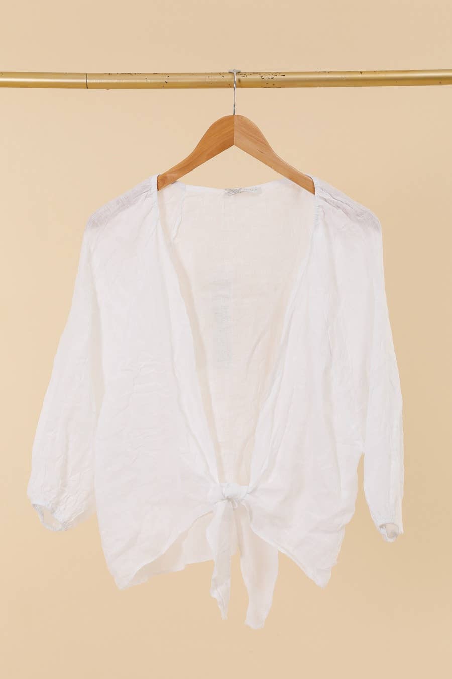 Linen wrap top 621286 100% linen: White