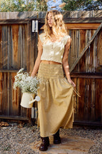Shirred Waist Adjustable Side-Tie Skirt