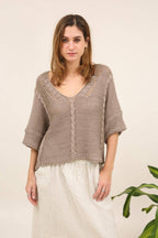 Cotton knit sweater 1916 100% LINEN