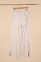 Straight buttoned trousers 9320 100% LINEN