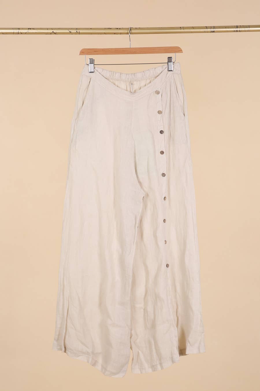 Straight buttoned trousers 9320 100% LINEN