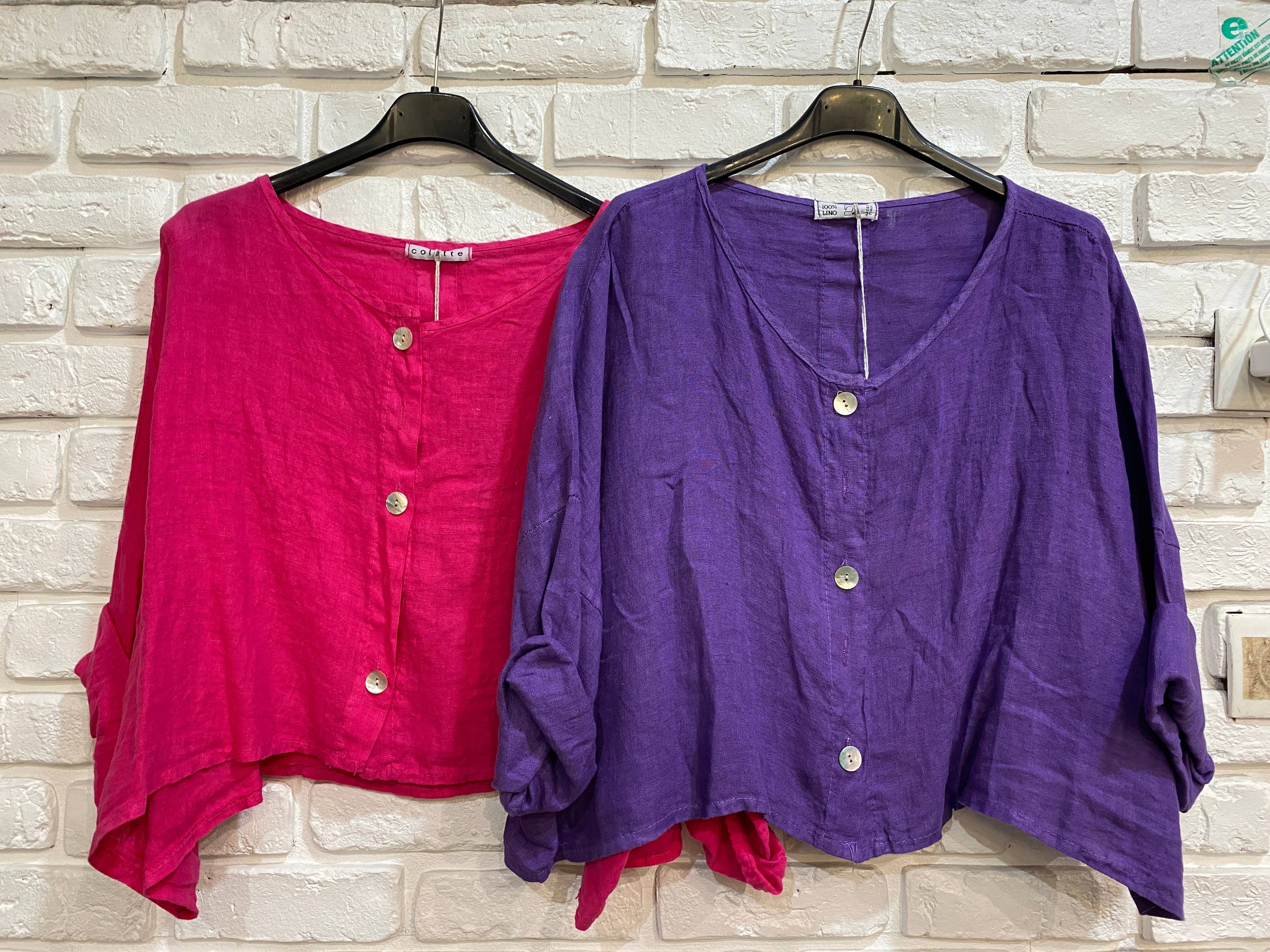 3/4 sleeve linen jacket 906 100% linen