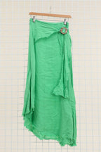 Linen skirt with drawstring 1013 100% linen: Bleu sky