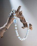 White Pearl Necklace with Coin Pearl & Gold Accents