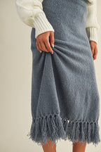 Artisanal Fringe Hem Knit Skirt