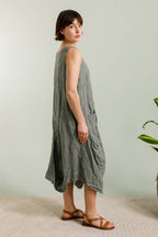 Sleeveless dress with pockets 1633 100% linen