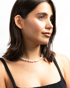 White Pearl Necklace with Coin Pearl & Gold Accents