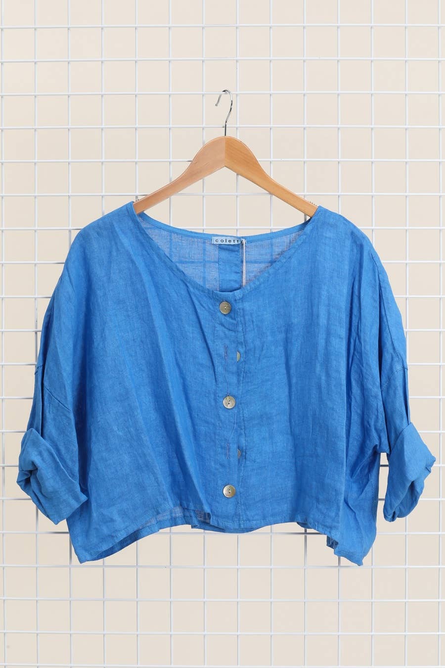 3/4 sleeve linen jacket 906 100% linen