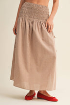 Shirred Waist Adjustable Side-Tie Skirt