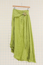 Linen skirt with drawstring 1013 100% linen: White