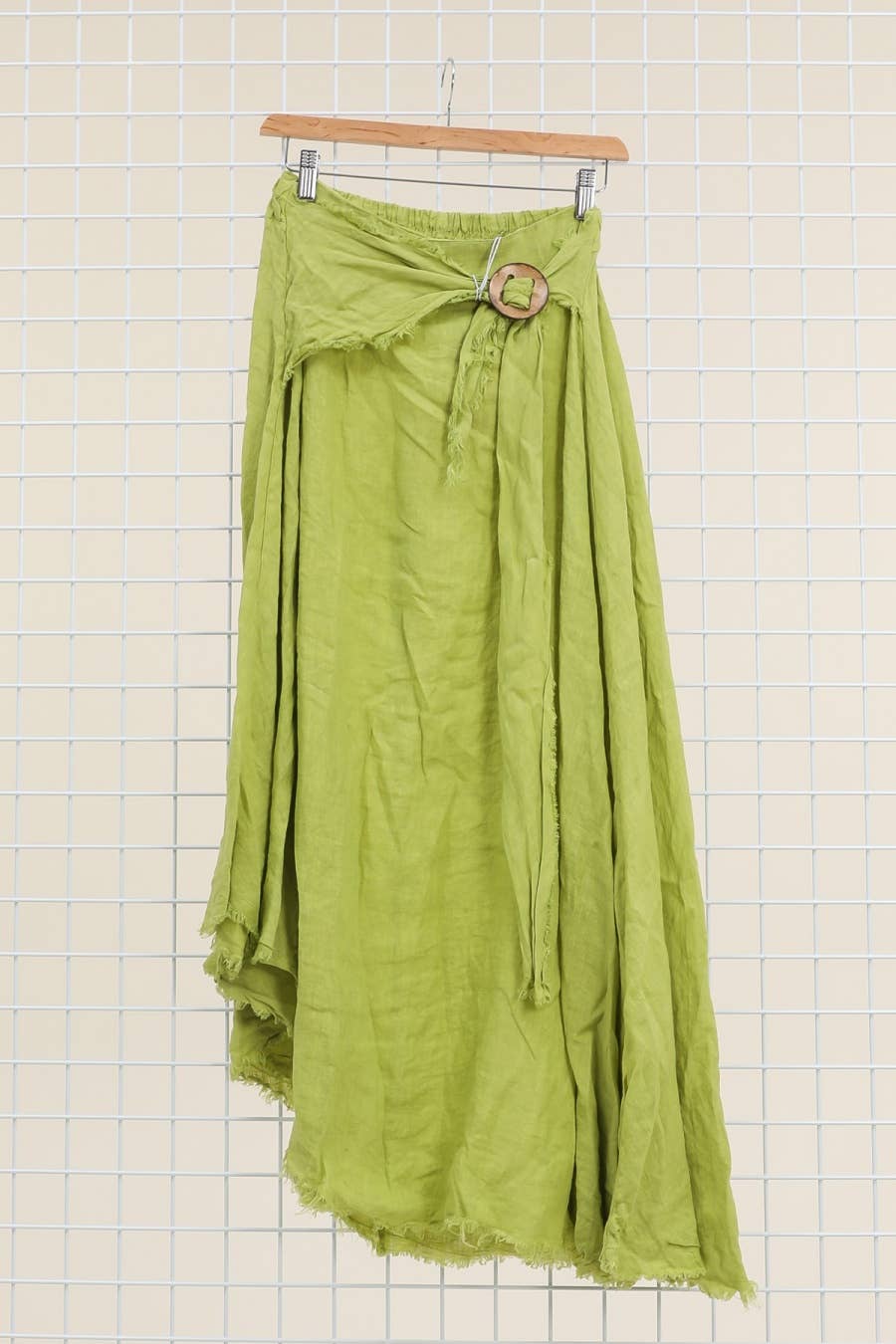 Linen skirt with drawstring 1013 100% linen: White
