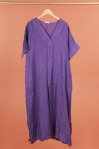 Long dress v-neck 62733 100% linen: VERT ANIS