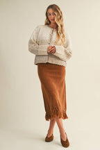 Artisanal Fringe Hem Knit Skirt