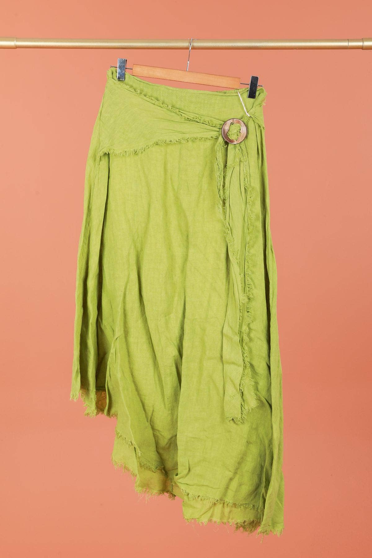 Linen skirt with drawstring 1013 100% linen: White