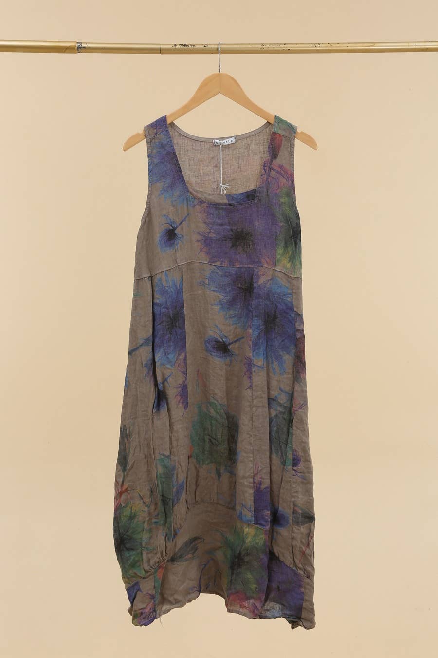 Sleeveless Printed Linen Dress