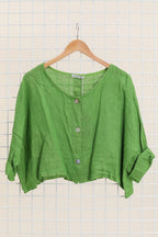 3/4 sleeve linen jacket 906 100% linen