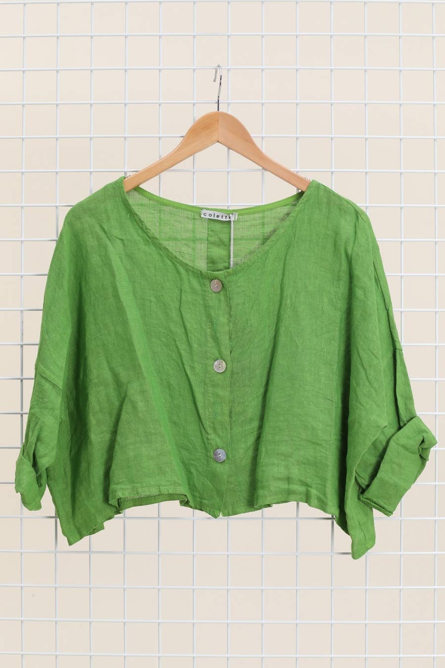3/4 sleeve linen jacket 906 100% linen